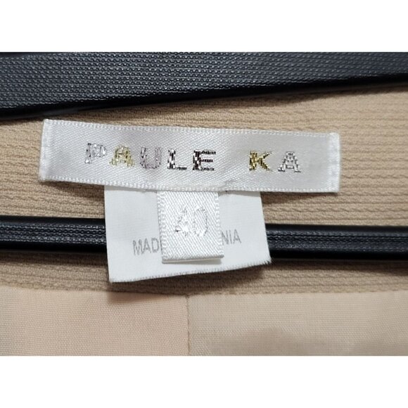 Paule Ka Textured Woven Tweed Long Jacket Tan Khaki - Picture 13 of 17